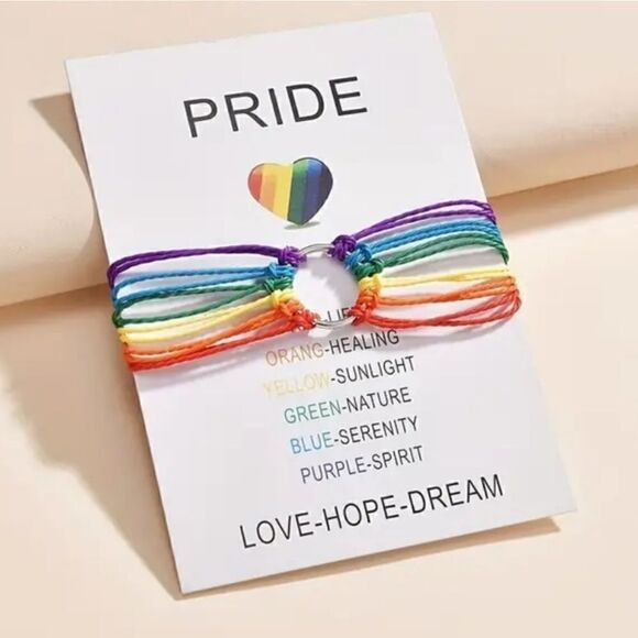 ❤ PRIDE wax rope braided set of  2 bracelets - Picture 1 of 9